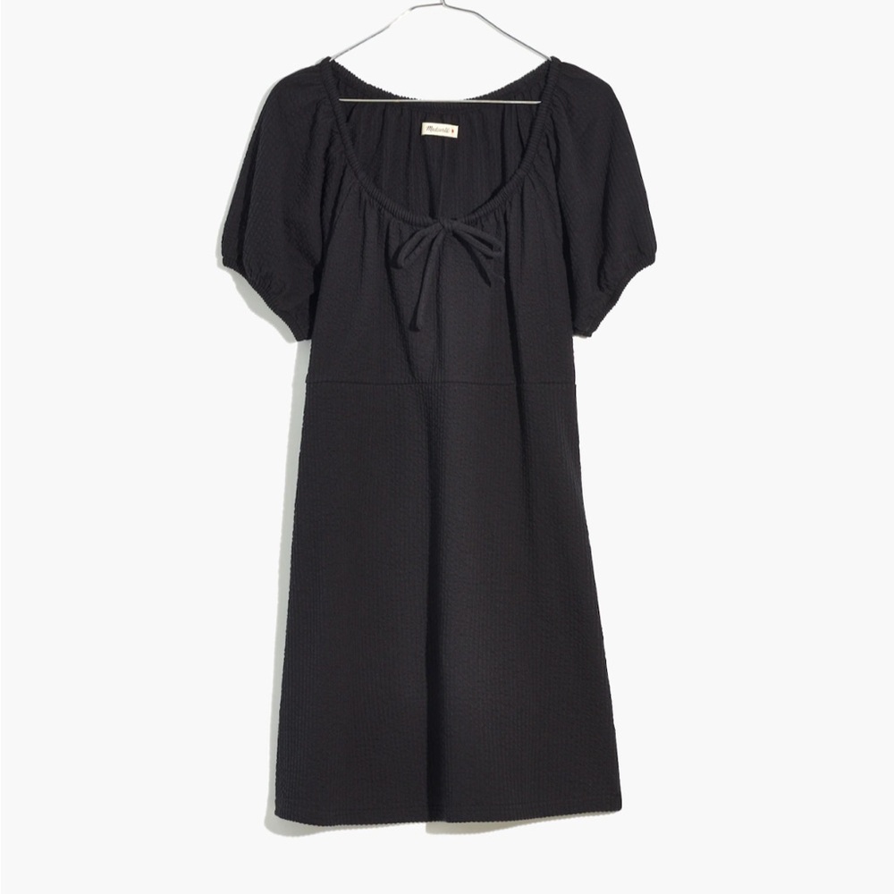 Madewell Seersucker Knit Puff-Sleeve Mini Dress Size M - Picture 4 of 5
